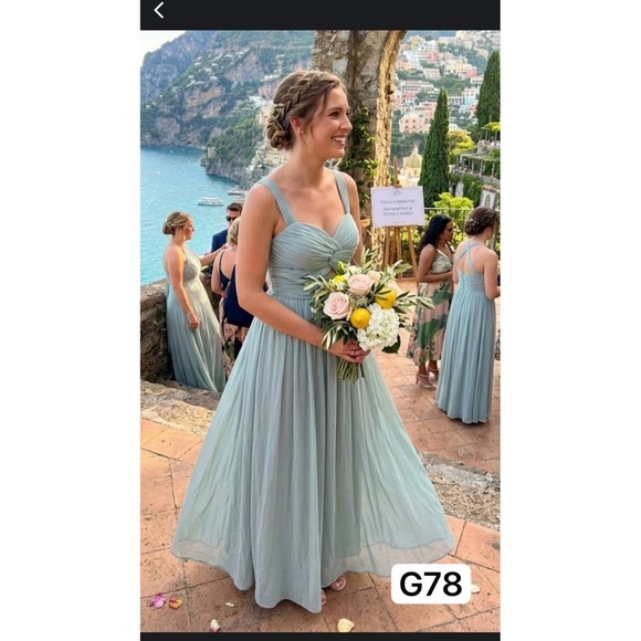 Birdy Grey Dresses & Skirts - NWT Birdy Grey Elsye Pleated Maxi Bridesmaid Dress Sage Green Size L Cutout Bust